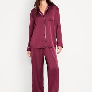Old Navy Women's Satin Pajama Set - Magenta Pink Small New Madder Root
